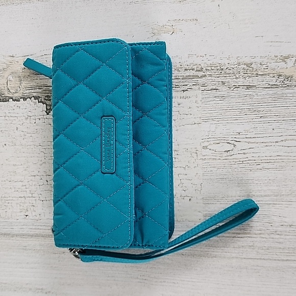 Vera Bradley Handbags - Vera Bradley teal green quilted trifold wristlet wallet ID card slots zip pocket